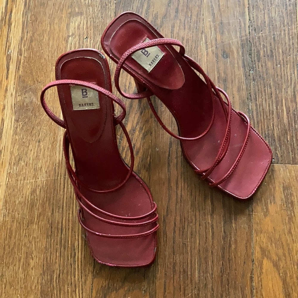 Strappy red heels